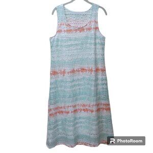 Cloth & Portrait Crochet Eyelet Seafoam Sunset Sleeveless Lined Maxi Dress